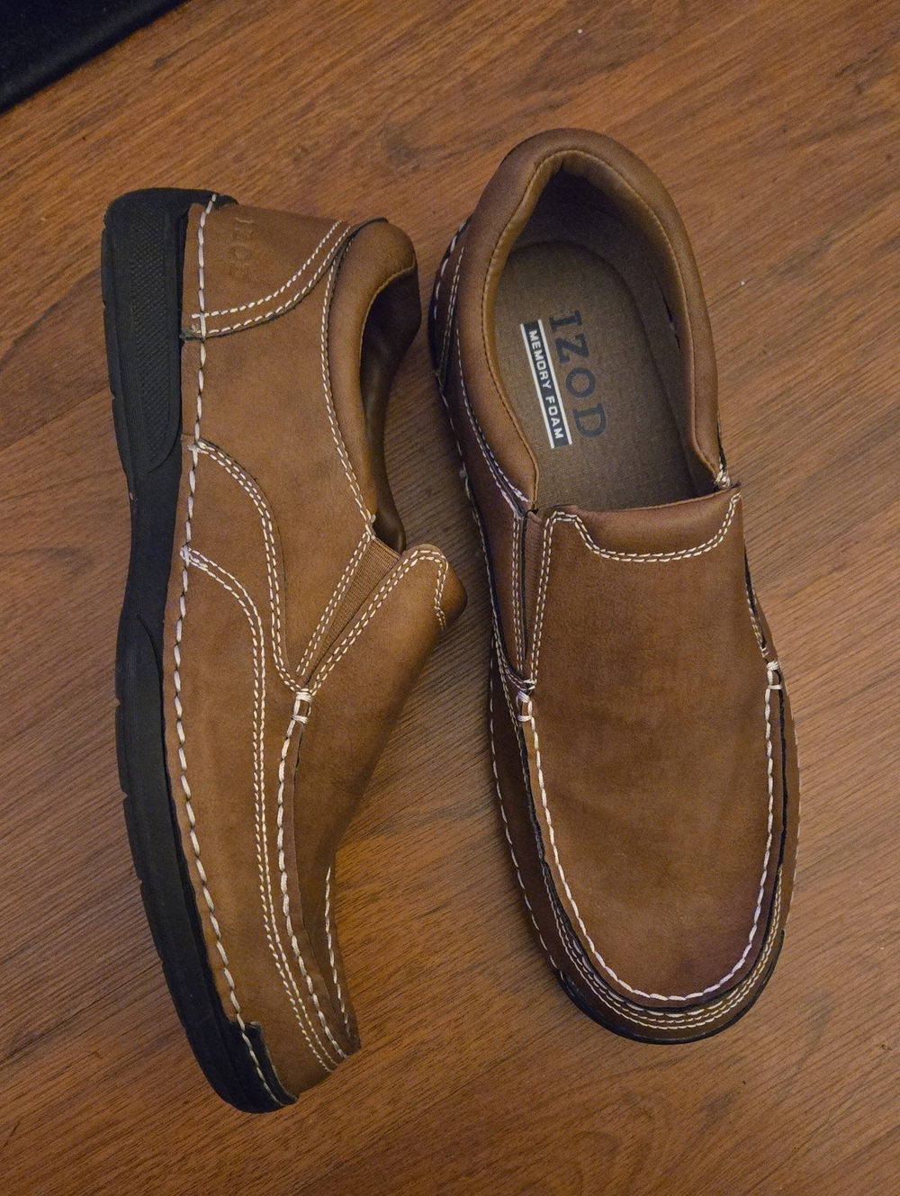 Izod Mens Tan Slip-On Memory Foam Casual Loafers 10.5 M Excellent Used Condition